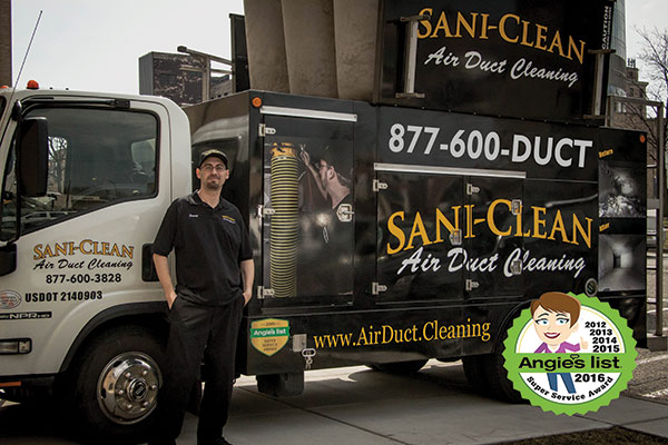 Sani-Clean vacuum truck and Angie's list Super Service Award 7 years in a row!