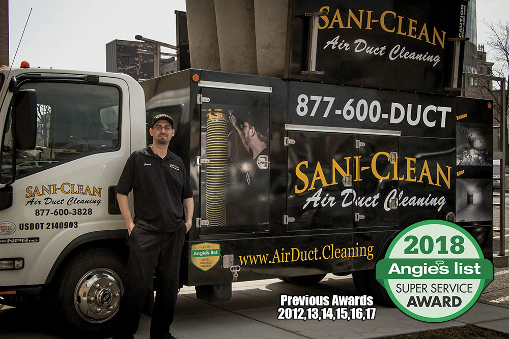 Sani-Clean vacuum truck and Angie's list Super Service Award 7 years in a row!